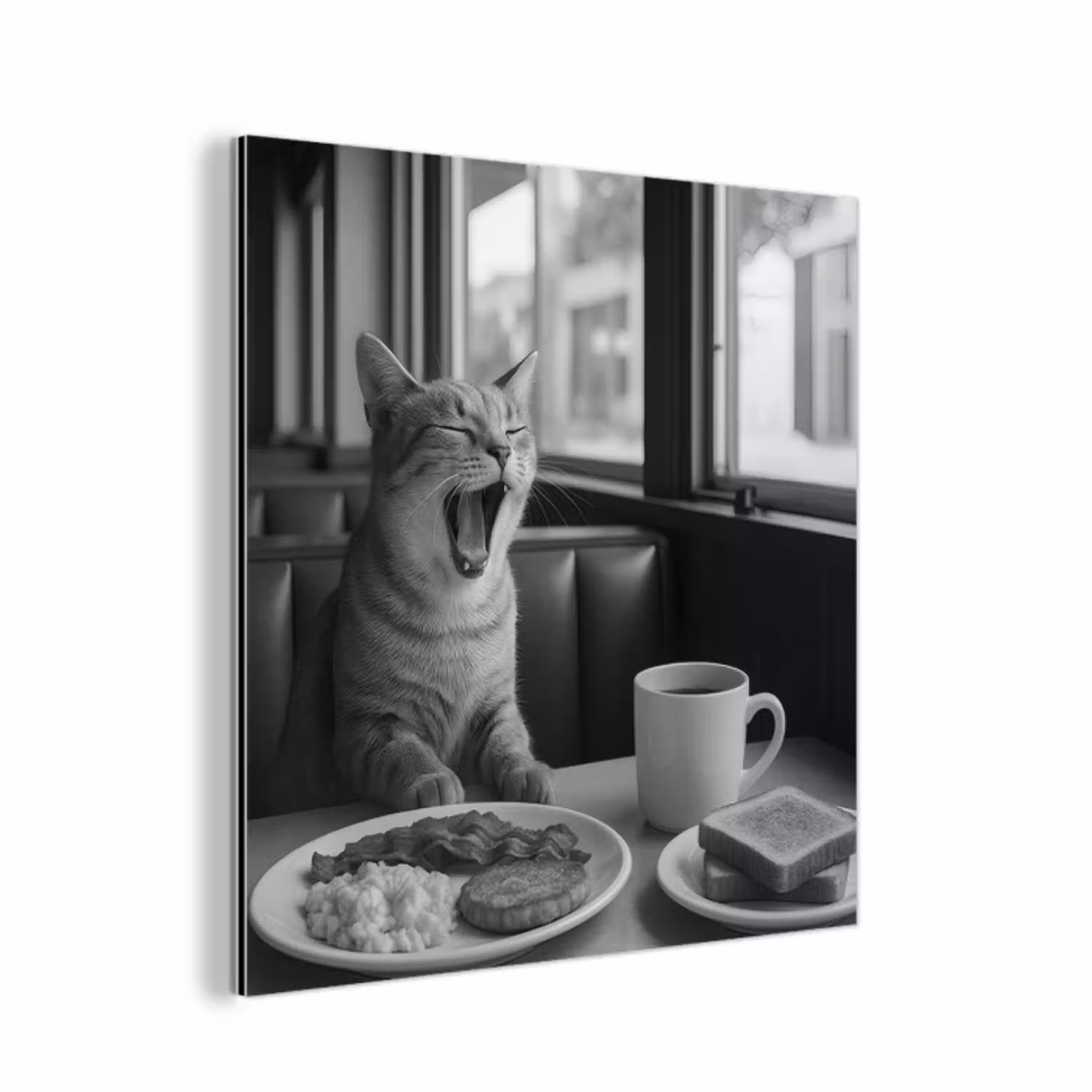 Kat - Koffie - Brood - Zwart aluminium wit klein -3d
