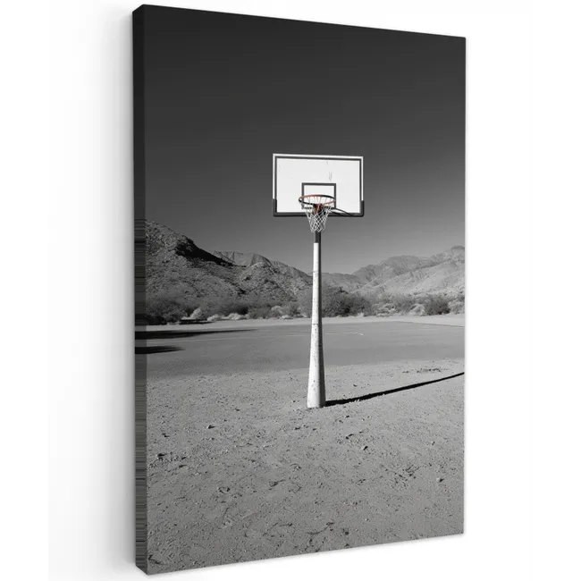 Basketbalpaal - Landschap - Zand - Wit Tuinposter op houten frame 2 cm dik klein -3d