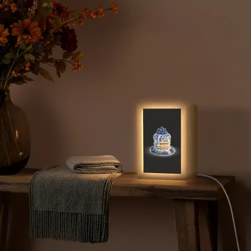 Pannenkoeken - Blauwe Bessen - Bord Light Box met kabel (Tafellamp) klein -sfeer4