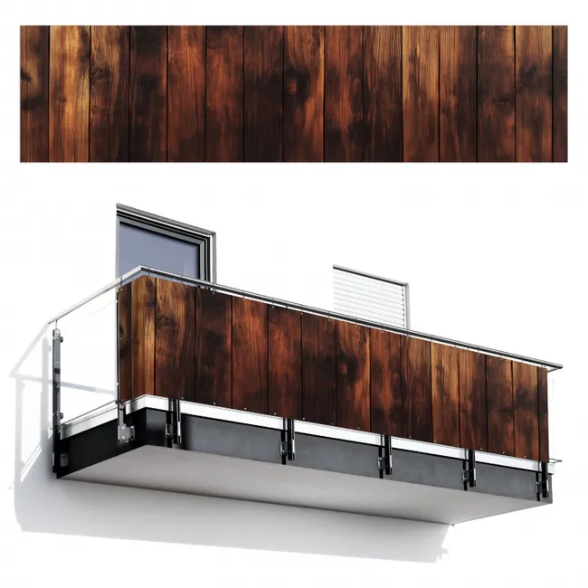 Balkonscherm - Hout - Planken - Vintage - Donkerbruin