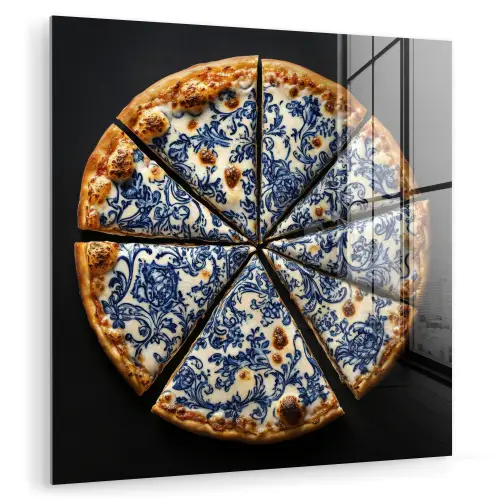 Pizza - Eten - Delftsblauw plexiglas 5mm klein -zzzproduct_nieuw