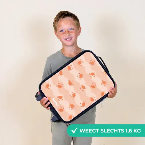 Oranje krabben op golvende achtergrond Kinderkoffer - Zwart klein -sfeer4_NL