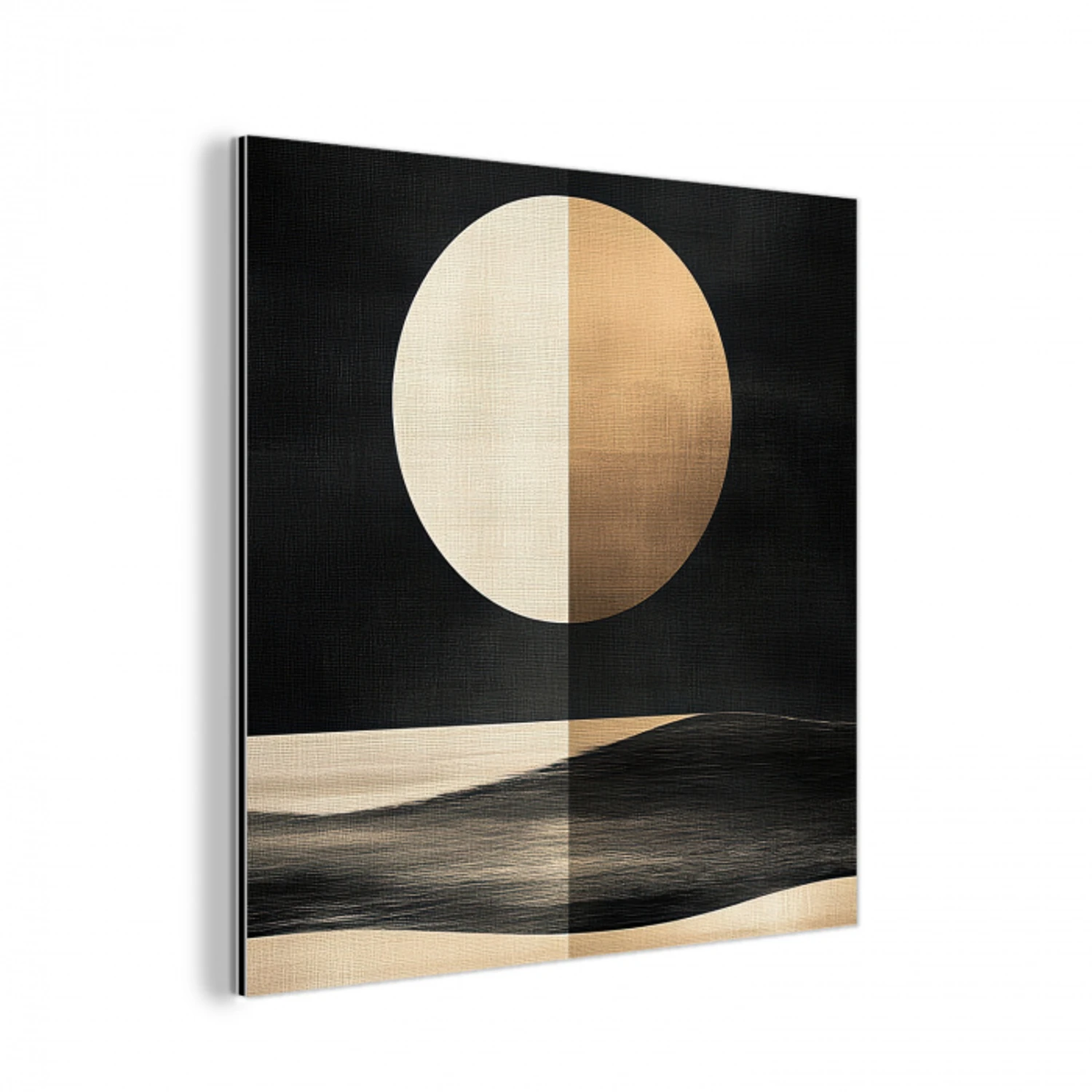 Maan - Cirkel - Goud aluminium wit klein -3d