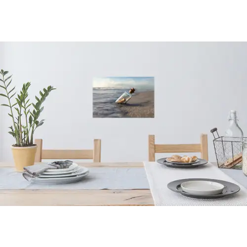 Glazenfles - Post - Zee - Zand Muursticker klein -eettafel