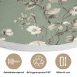 Botanisch - Vogels - Groen Akoestische PET Vilt - Rond klein 838 -closeup_NL
