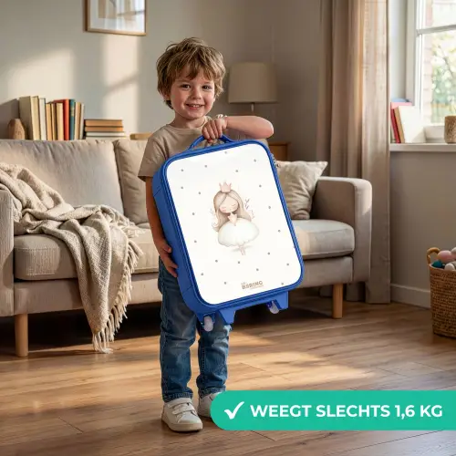 Ballerina prinses tussen beige stippen Kinderkoffer - Blauw klein -sfeer2_NL