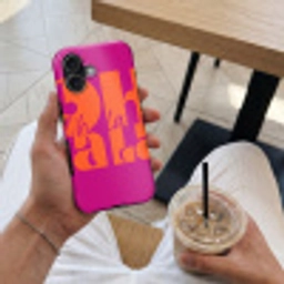 Oh la la - Roze - Oranje - Gestapelde letters Toughcase MagSafe Apple iPhone 17 klein -Sfeer1M
