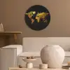 Wereldkaart - Goud - Druipen - Zwart Akoestische PET Vilt - Rond klein -sfeer1