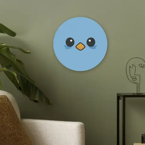 Vogel - Blauw - Eenvoudig Akoestische PET Vilt - Rond klein -sfeer2