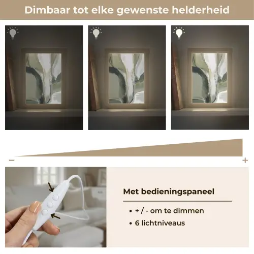Natuur - Abstract - Groen - Penseelstreken Light Box met kabel (Tafellamp) klein -USP_dimbaarNL