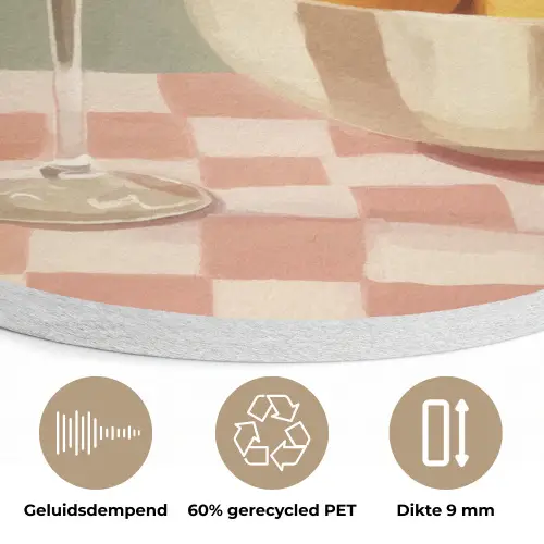 Citroenen - Glas - Tafelkleed - Geblokt Akoestische PET Vilt - Rond klein -closeup_NL