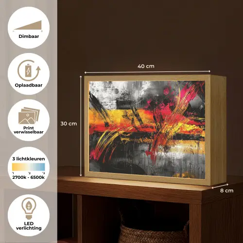 Kunst - Zwart - Abstract Light Box met batterij (Wandlamp) middel -USP_websiteoverzichtNL