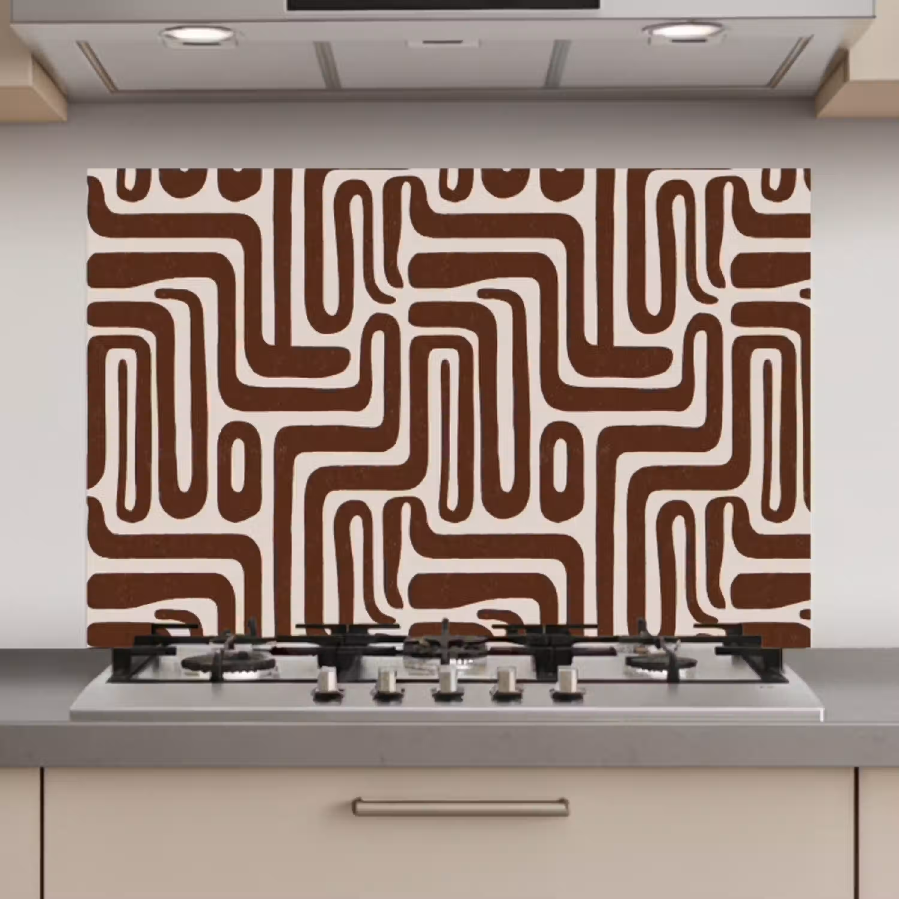 Abstract - Patroon - Bruin keuken achterwand spatscherm klein 900 -3d_website
