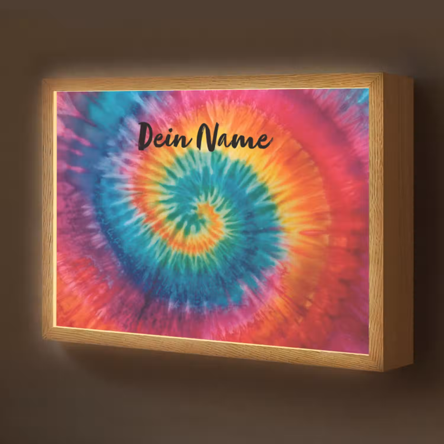 Lightbox - Wandlampe Kinderzimmer mit Namen - Tie Dye - Regenbogentöne - Klassisch