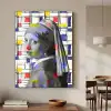 Mondriaan - Meisje met de parel - Collage Textielframe zwart klein -sfeer2