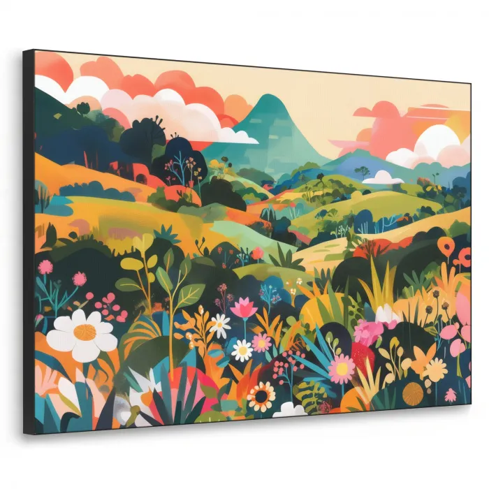 Zonlicht - Heuvels - Wolkenlucht Textielframe - compleet frame klein -3d