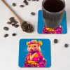 Muis - Kimono - Bloemen - Blauw onderzetter kurk middel -sfeer2