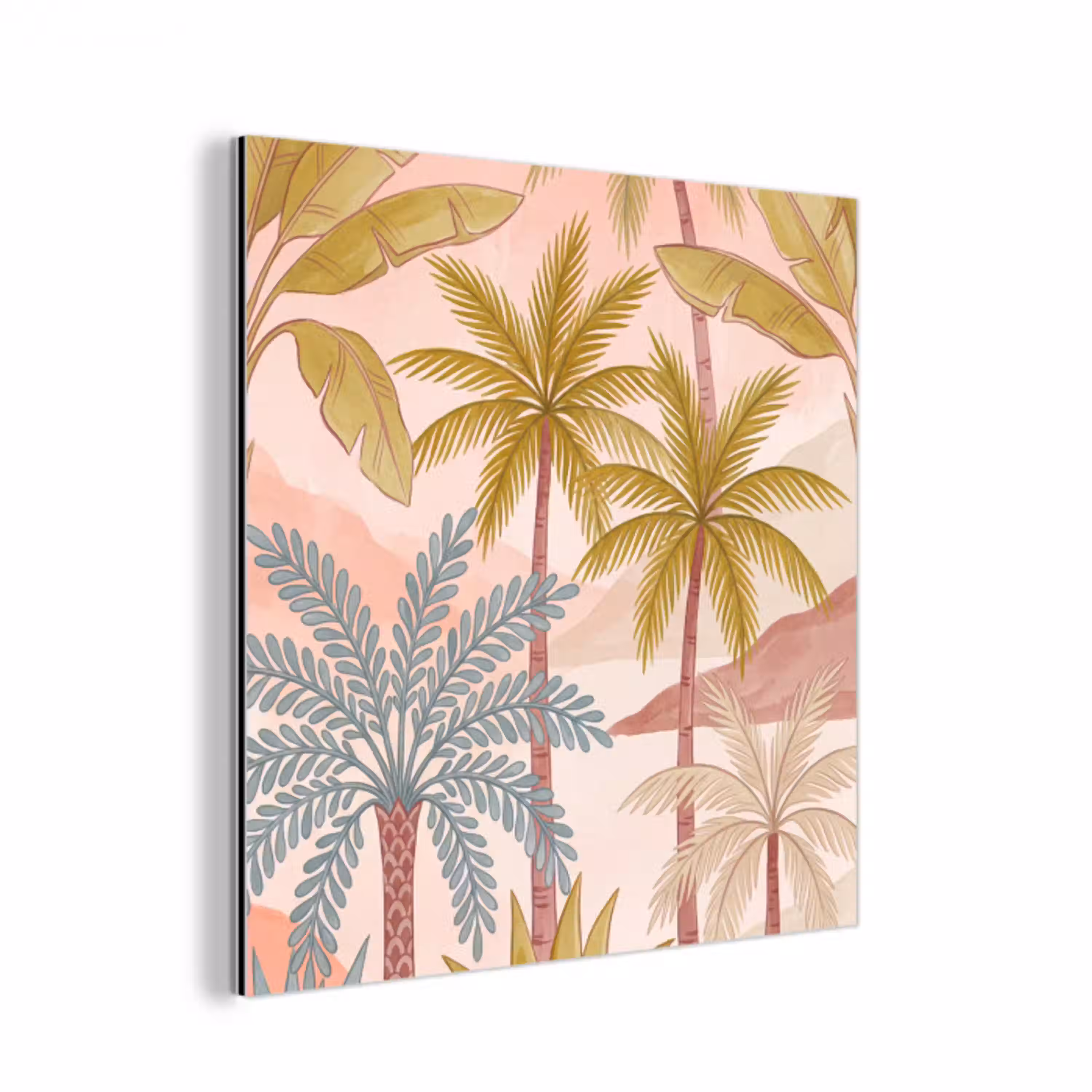 Illustratie - Palmbomen - Kleurrijk aluminium wit klein -3d