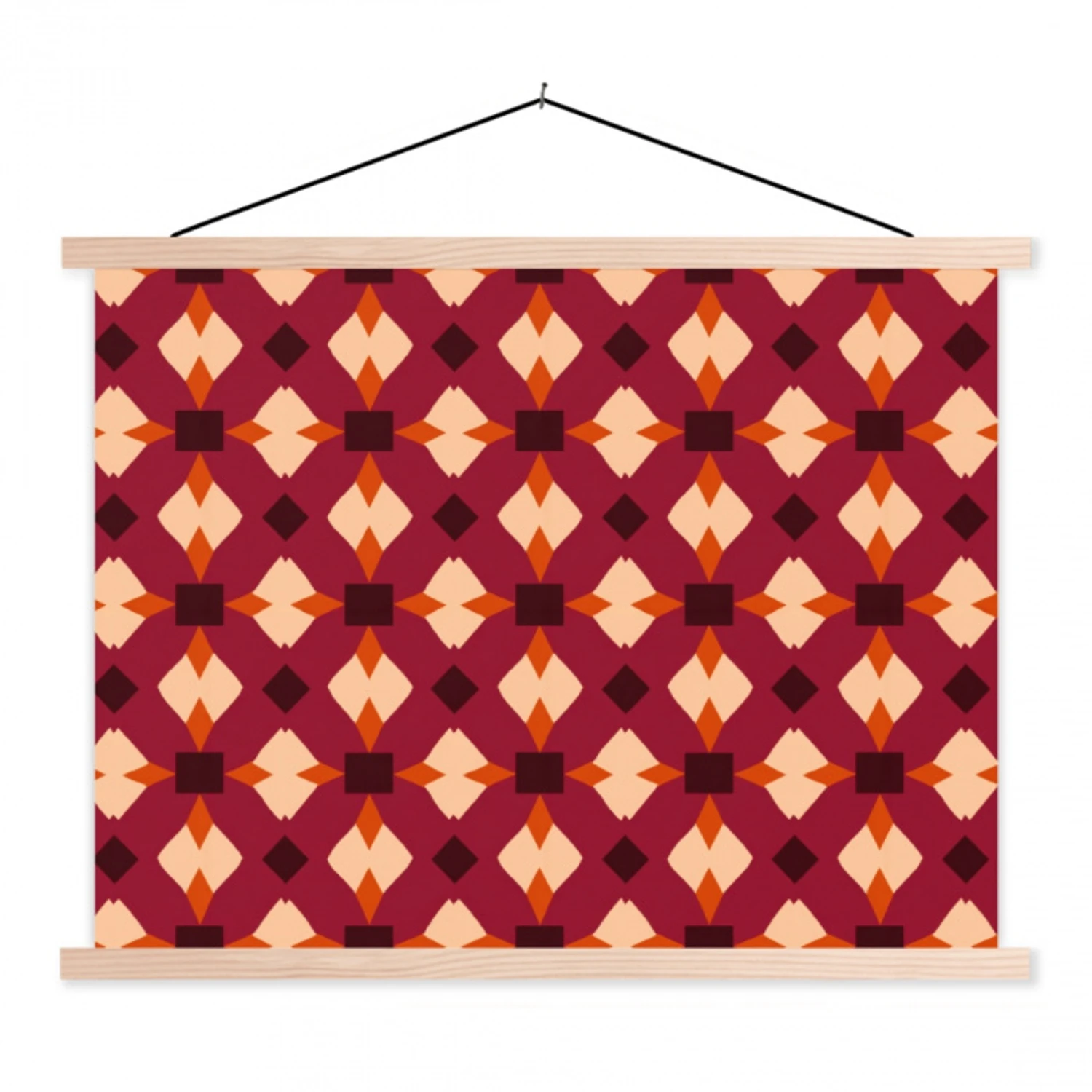 Retro - Patroon - Kleurrijk textielposter latten blank klein 122 -3d