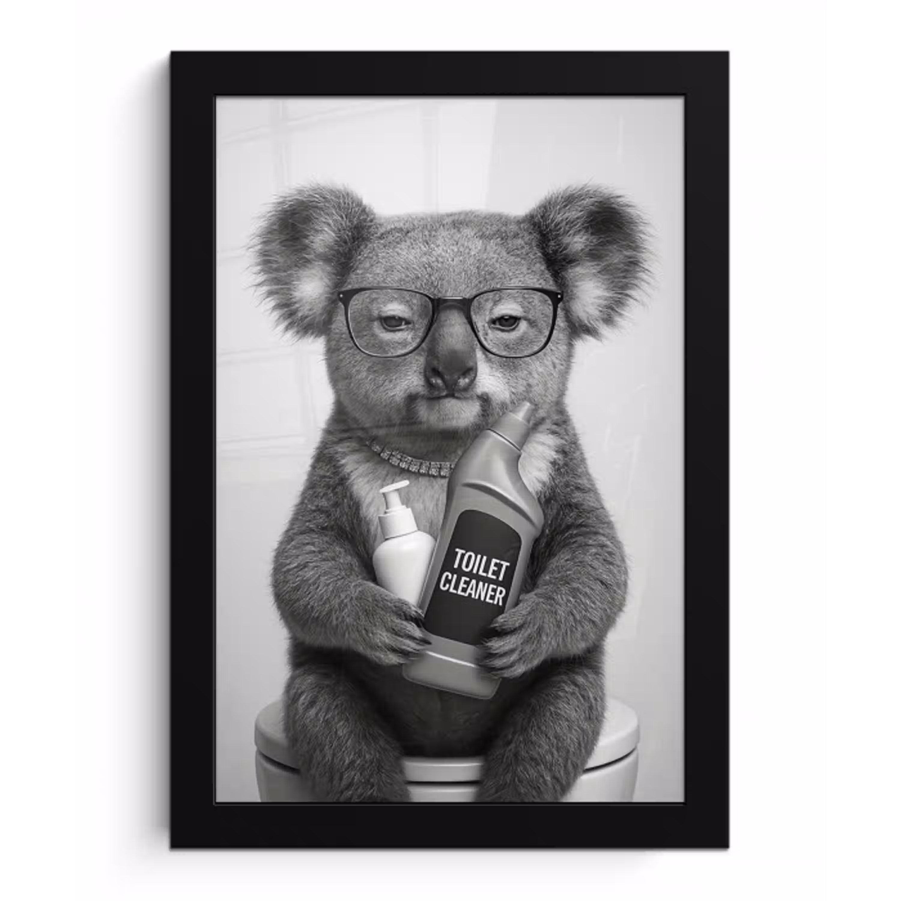 Koala - Bril - Toilet fotolijst zwart zonder passe partout klein -3d