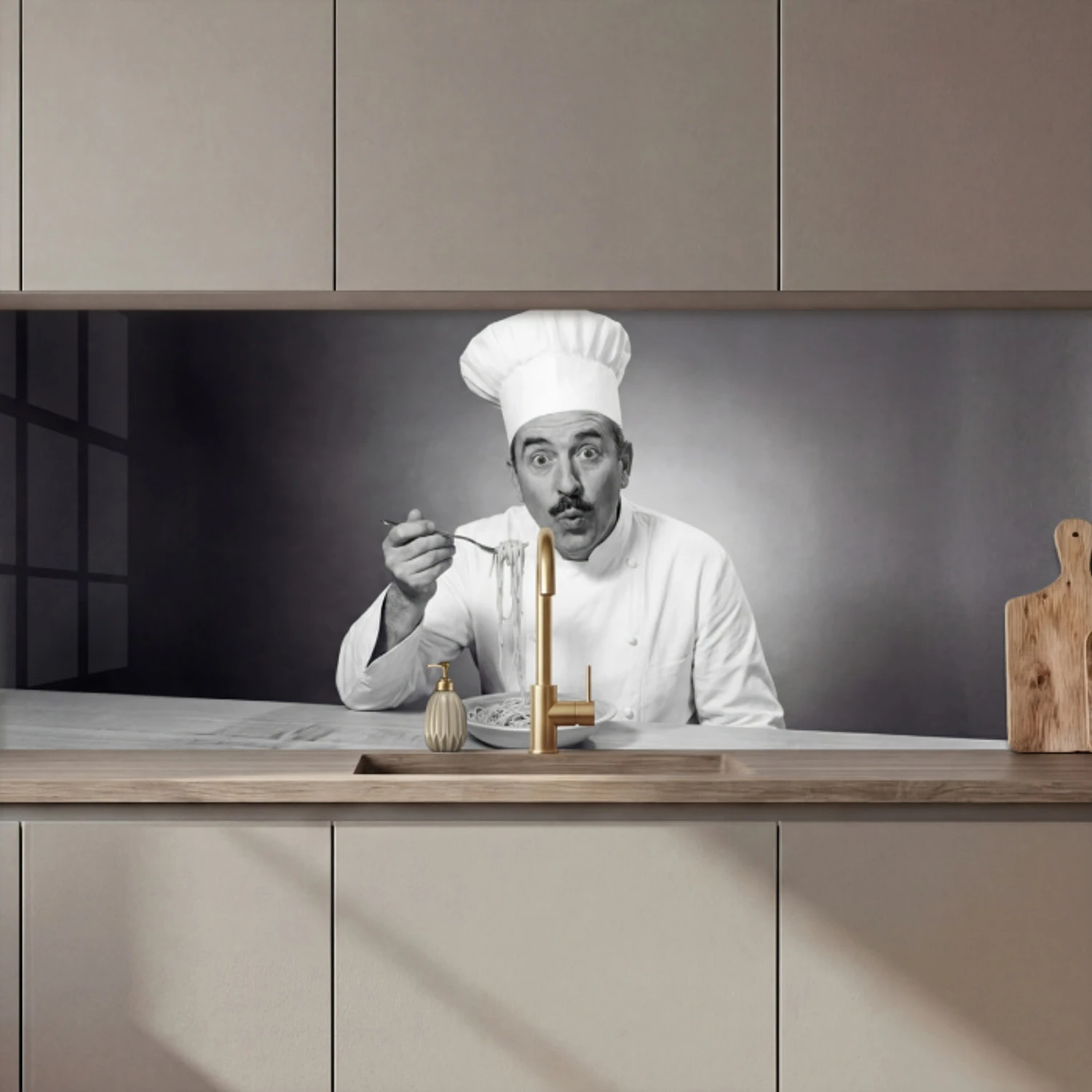 Chef - Spaghetti - Pasta keuken achterwand 2 middel zz_3dshopping