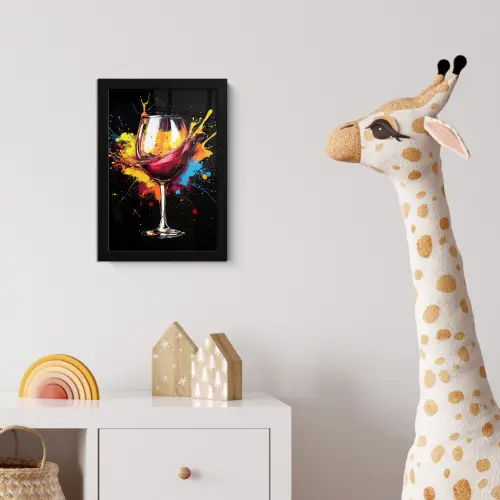 Wijn - Glas - Graffiti - Borrel - Rood - Verf fotolijst zwart zonder passe partout klein -usfeer4_kinderkamer