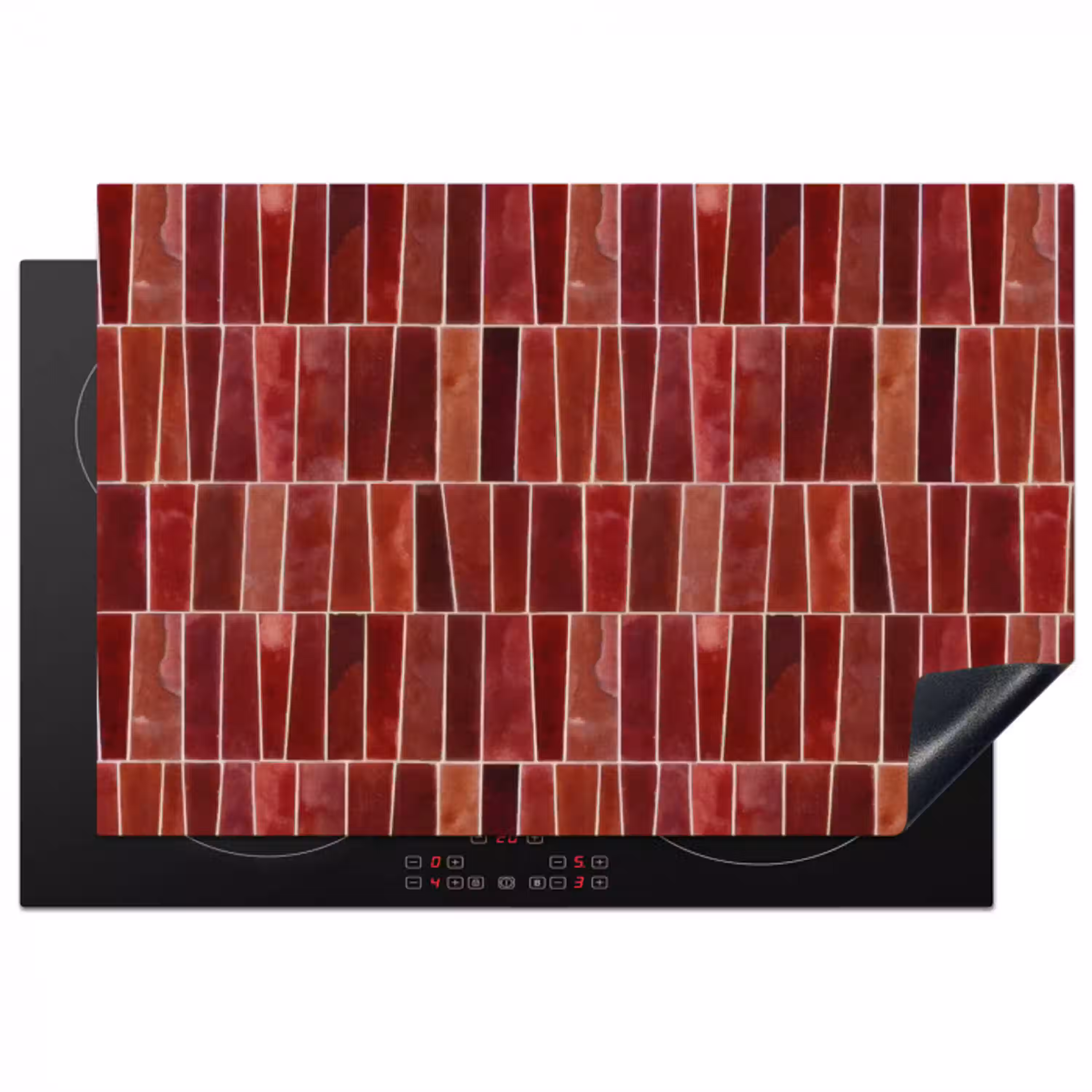 Tegels - Modern - Structuur - Dieprood Inductie beschermer vinyl 3mm klein 276 -3d