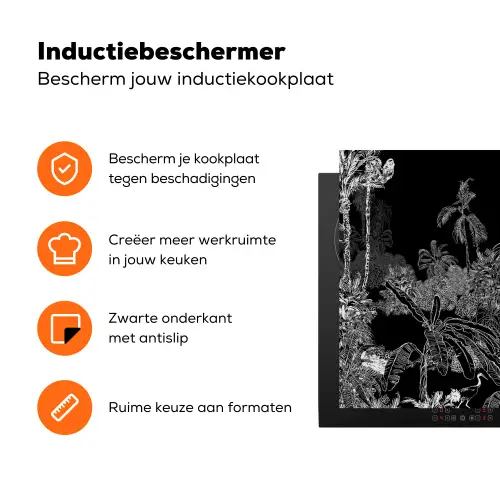 Jungle - Bomen - Bladeren - Tropical Inductie beschermer vinyl 3mm groot -zzzzzzz-td-ups