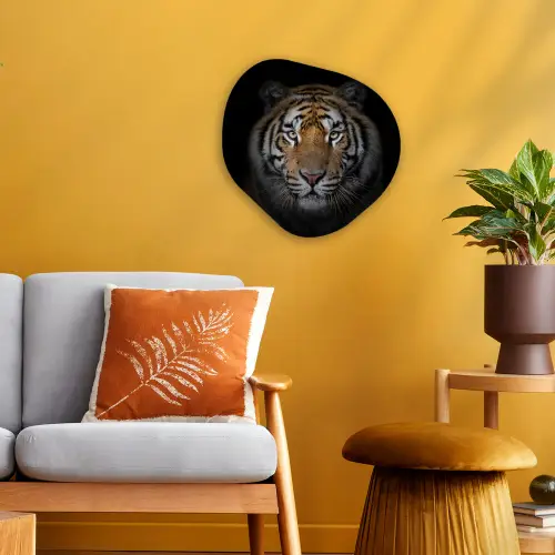 Tijger - Wilde dieren - Portret - Zwart - Dieren Wandcirkel Organisch Forex 3mm klein -sfeer4