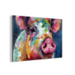 Varken - Olieverf - Dieren - Kunst aluminium wit klein -3d