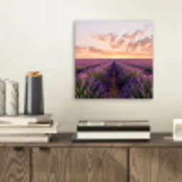 Landschap - Lavendelveld - Paars aluminium wit klein -sfeer1