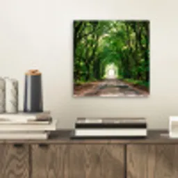 Weg - Bomen - Natuur - Groen aluminium wit klein -sfeer1