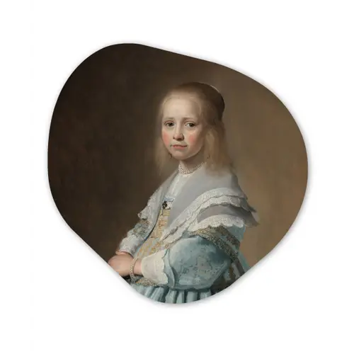 Portret van een meisje in het blauw - Schilderij van Johannes Cornelisz. Verspronck Wandcirkel Organisch Forex 3mm klein -3d