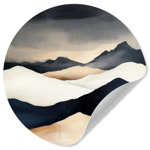Bergen - Donkerblauw - Landschap Wandcirkel behangsticker klein -3d