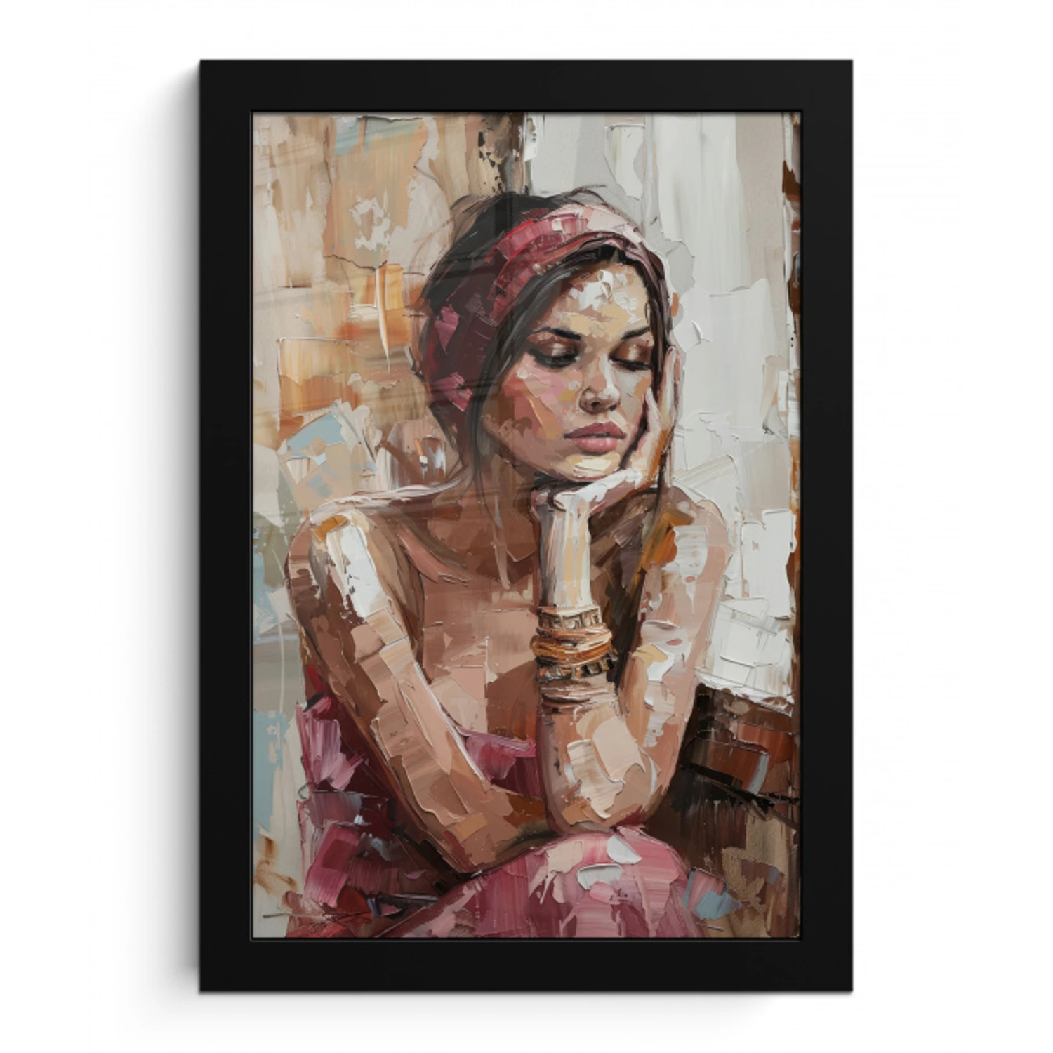 Vrouw - Verflook - Portret - Modern fotolijst zwart zonder passe partout klein -3d