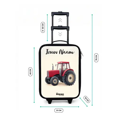 Tractor - Getekend - Rood Kinderkoffer - Zwart klein -productfoto_formaten