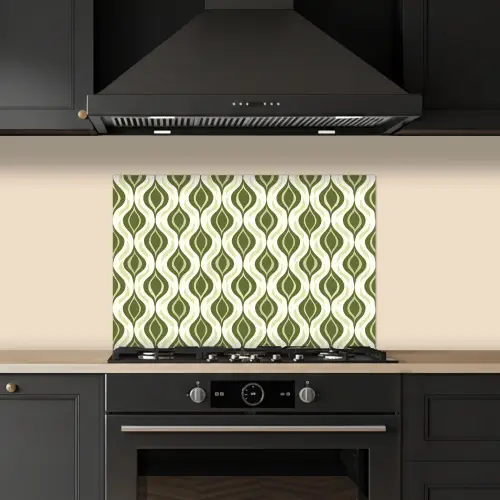 Patroon - Retro - Groen keuken achterwand spatscherm klein 900 -sfeer1