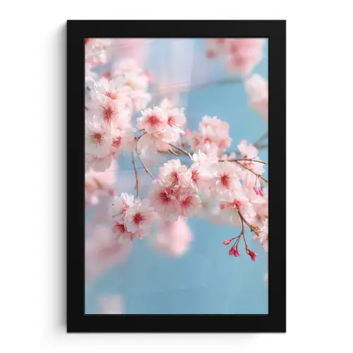 Takken - Bloesems - Roze fotolijst zwart zonder passe partout klein -3d
