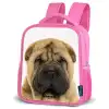 Hondje met Boos Hoofd Kinderrugzak - Roze middel -schuin