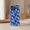 Palmblad - Patroon - Blauw Telefoonhoesje iPhone 17 Pro klein 878 -sfeer2