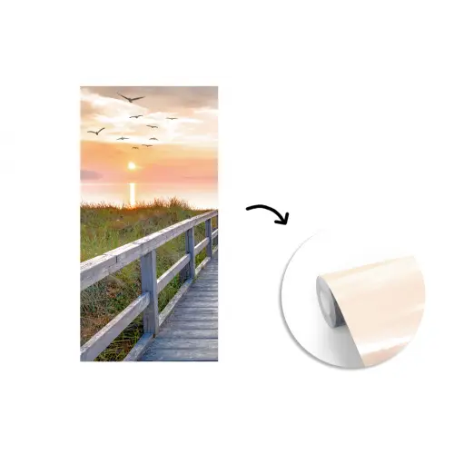 Zonsonderang - Zee - Pad - Gras - Duin - Vogels fotobehang vinyl groot -3d