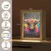 Graffiti - Schotse hooglander - Koe - Kleurrijk Light Box met kabel (Tafellamp) klein -USP_NL