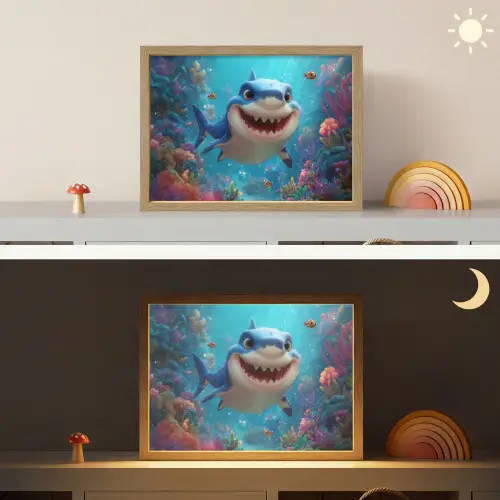 Haai - Onderwaterwereld - Oceaan Light Box met batterij (Wandlamp kind) middel -sfeer3_kind