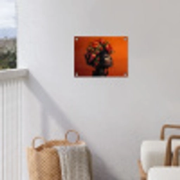 Vrouw - Chilipepers - Pepers - Bloemen tuinposter los doek klein -sfeer8