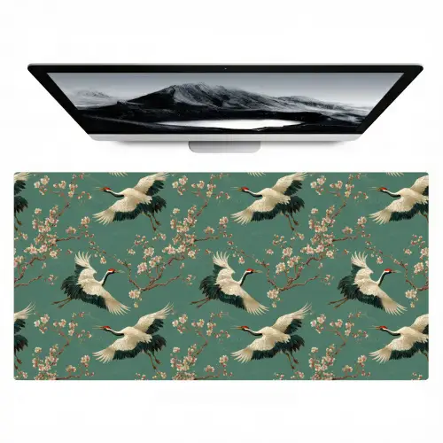Kersenbloesem - Kraamvogels - Groen Muismat XXL klein 681 -zzz3d