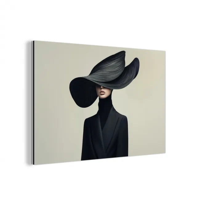 Zwart - Vrouw - Hoed aluminium wit klein -3d