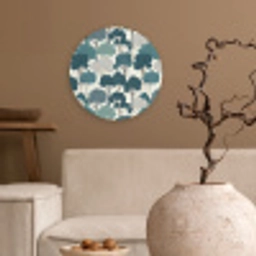 Modern - Bomen - Bos - Patroon - Blauw Wandcirkel kunststof plaat 5mm dik klein 188 -sfeer1