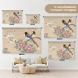 Bloemen - Vogels - Bloemen Wandkleed katoen klein -tsfeer8_DE