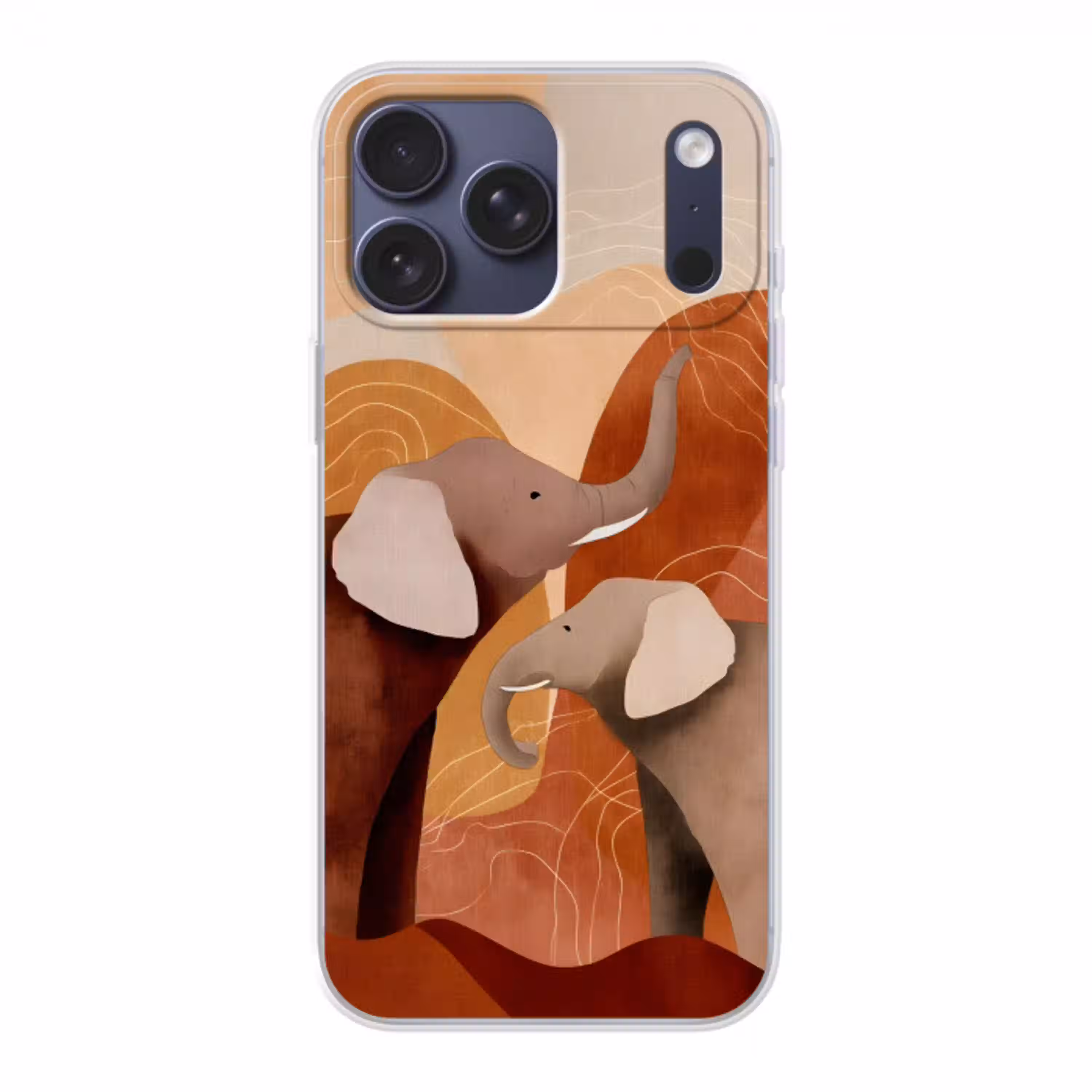 Olifanten - Oranje - Abstract Telefoonhoesje iPhone 17 Pro Max klein -3d
