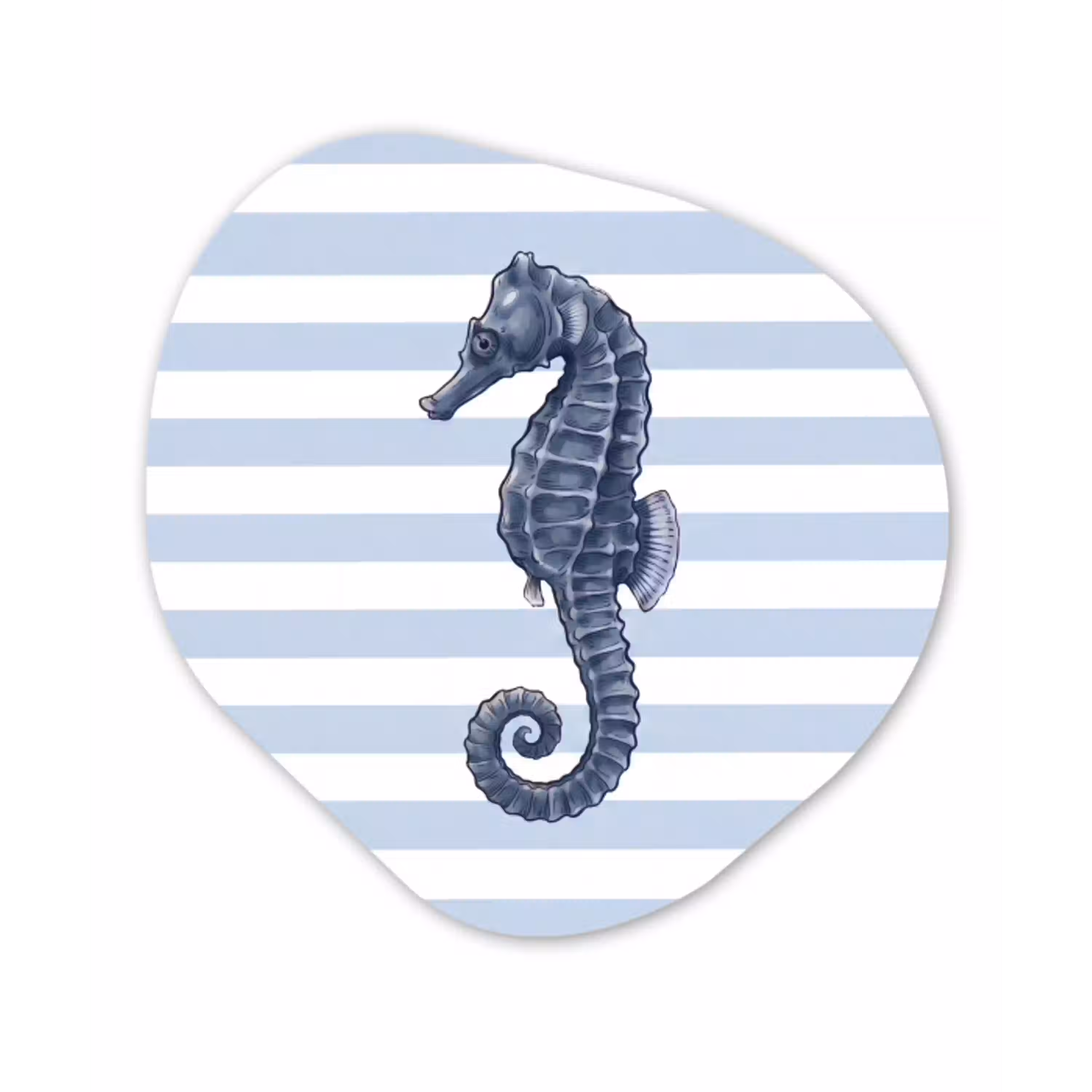 Vis - Oceaan - Illustratie - Blauw - Strepen Wandcirkel Organisch Aluminium middel -3d